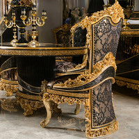 Table à manger en bois massif de luxe européenne personnalisée, chaise en tissu noir, mobilier de restaurant rétro français, hôtels traditionnels