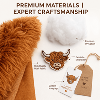 Peluche Mascotte Vache des Highlands OEM, Jouet en Peluche Doux de Haute Qualité, Merchandising de Marque, Logo Personnalisé, Conception de Personnage Animal en Peluche Sur Mesure