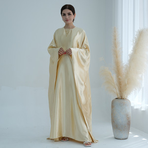 Women Satin <b>Abaya</b> Batwing Sleeve Modest Long Dress Anti Wrinkle Breathable Islamic Apparel for Daily <b>Prayer</b> Party - Product Image 5