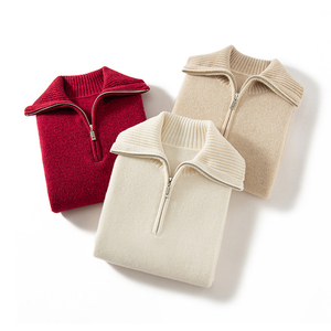 Knitwear Manufacturer Women Cashmere Polo Sport <b>Sweater</b> High Quality Cashmere <b>Sweater</b> Knit Cashmere <b>Quarter</b> <b>Zip</b> Women <b>Sweaters</b> - Product Image 4