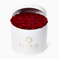 Boîte-cadeau cylindrique en carton de luxe haut de gamme pour bouquet de roses avec gaufrage, boîte en papier personnalisée avec logo pour l'emballage des fleurs