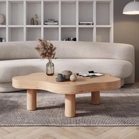 Table basse en bois moderne et créative de couleur blanche et noire pour salon nordique Table basse en bois massif