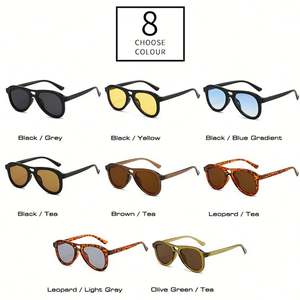 Lunettes de soleil vintage 2025 personnalisées avec logo, pour hommes et femmes, monture large vert olive, protection UV400, double pont, style pilote - Product Image 5