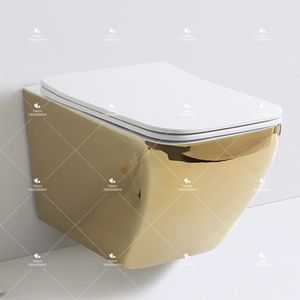 Top vente bonne qualité en céramique couleur or luxe moderne <span class=keywords><strong>WC</strong></span> salle de bain salle de bain accroché au mur suspendu Inodoro toilette murale - Product Image 1