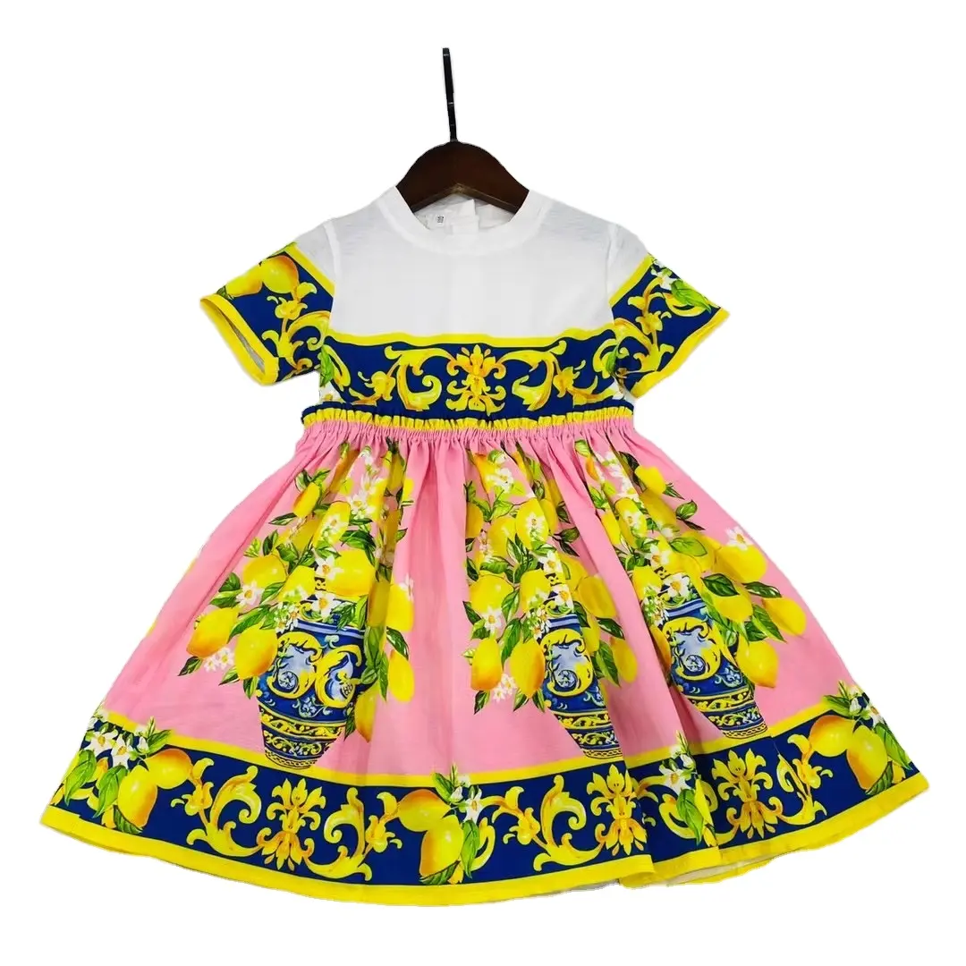 Nuovo arrivo vestito da ragazza fiore di alta qualità per bambine Casual elegante autunno manica corta per bambini abiti Casual stile OEM