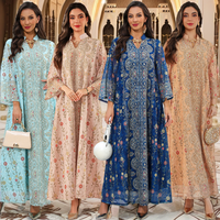 Robe Abaya Élégante Jinzhi AB510 2026 pour Femme, Style Dubaï Arabe, pour l'Aïd, Jalabiya, Robe de Soirée, Broderie Florale, Vêtement Traditionnel
