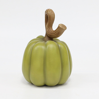 Sculpture de citrouille vintage en résine verte - Ornement de récolte à tige frisée pour table basse, Thanksgiving et Halloween