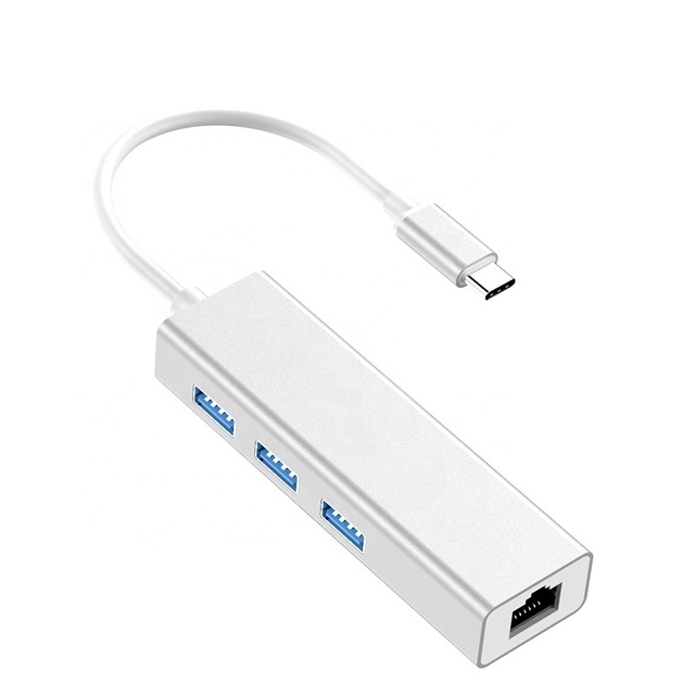 USB-C HUB with RJ45 100 Gigabit Ethernet Adapter USB 3.0 Multiport Hub USB C to Ethernet Lan Network Adapter for MacBook Pro/A