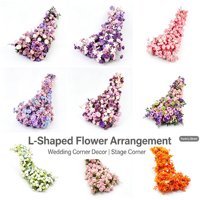 Lila-blaue Wasserfall-Kunstblumenreihe: Gemischte Seidenrosen und Hortensien als Blumenläufer für Hochzeitsbühnen, Tische und Bankettdekorationen