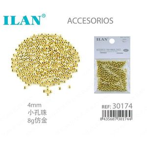 Perles métalliques ILAN 4 mm plaquées or, rondes, petit trou, pour la création de bijoux et accessoires - Product Image 1