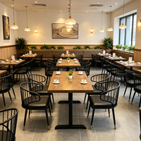 Table carrée en bois et métal pour salle à manger, cantine, table basse, chaise pour restaurant