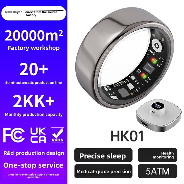 For Cross-Border Bestseller Metal Sporty Smart Ring Heart Rate Blood Oxygen Sleep Monitoring Pedometer Remote Care