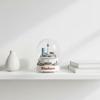 Globe à neige personnalisé en résine de la ville de Kinshasa, République démocratique du Congo, pour souvenirs de voyage, objets de collection et cadeaux touristiques
