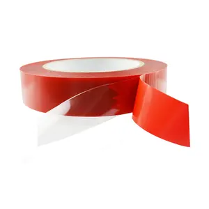De alta Bajo Tack 2 cara de acrílico rojo cinta adhesiva transparente Industrial ignífugo doble cara de película de Pet cinta