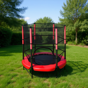Trampoline rouge de 55 pouces avec barrière, équipement d'exercice durable dans une boîte colorée - Product Image 1
