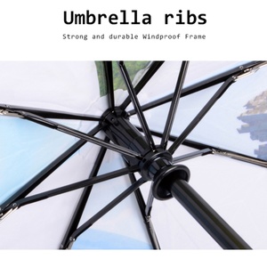 Customized Handle Auto Open and Close Compact Folding Umbrella Leather Handle Black Metal <b>Frame</b> for Business Gifts - Product Image 4