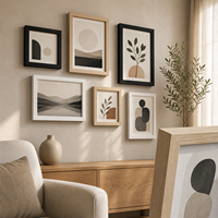 Galeri dan Pajangan Bingkai Foto HuaJia Multi-ukuran Bingkai Foto Kayu Kustom Dekorasi Dinding Modern Minimalis Set Cocok untuk Rumah