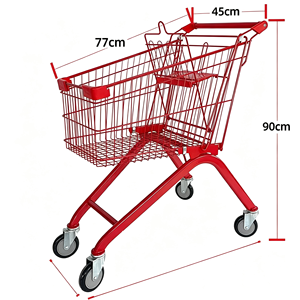 Large <b>Rolling</b> Supermarket <b>Cart</b> 340L Heavy Duty Wire Mesh Silent Swivel Caster Grocery Store Trolley Retail Use Use Set Kit - Product Image 3