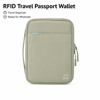 Dompet Perjalanan RFID dengan Tempat Pena, Organizer Paspor untuk Uang Tunai, Kartu, Dokumen, Tas Perjalanan Anti Air, Logo Custom