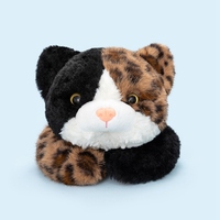 Peluche chat trois couleurs couché, oreiller en peluche chat vintage à motifs léopard, coussin corporel doux en gros, ornement de maison