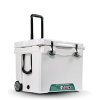 Glacière portable rotomoulée robuste 40L - Livraison de fruits de mer et traiteur, maintien de la glace pendant 7 jours, poignée à roulettes, roues, pour aliments et canettes