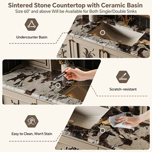 Meuble-lavabo double vasque 36-92 pouces, meuble-lavabo moderne minimaliste sur pied avec miroir de rangement et miroir intelligent - Product Image 1