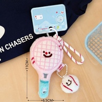 Porte-clés sportifs en peluche moelleuse, raquettes de tennis, jouets en peluche doux, breloques coréennes, pendentifs de sac à la mode pour femmes