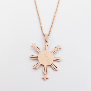 Collar con Mapa de Filipinas, Joyería de Acero Inoxidable, Collar con Mapa de Filipinas y Estrella Solar, Chapado en Oro, Orgullo Filipino, Joyería <span class=keywords><strong>Fina</strong></span> - Product Image 5