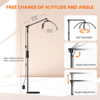 Lampe de sol LED demi-lune réglable de 28 pouces avec support pour téléphone, idéale pour salon de beauté, maquillage, tatouage et éclairage d'appoint