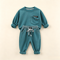Set Personalizzato per Bambini con Felpa e Pantaloni in Tessuto Waffle, Abbigliamento Casual Caldo in Policotone, Servizio Diretto di Fabbrica