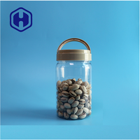 Pot en plastique PET transparent hermétique de 850 ml avec couvercle à vis en aluminium pour aliments pour animaux, friandises, bonbons, gâteaux, sucre, salades, biscuits - Vente en gros