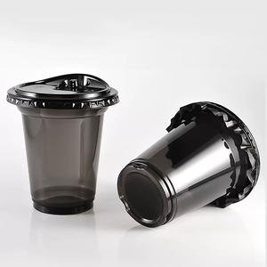 Gobelet en plastique transparent à usage unique pour boisson froide, 90mm/92mm/98mm, avec couvercle à pression noir en PET, pour le thé au lait et le café - Product Image 4