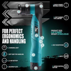 AUTIWOZ Draadloze Mini Autopolijstmachine Set 6 Verschillende Snelheden Auto Detailing Waxen 2 Stuks 12V 2000mAh Li-ion Polijstmachine - Product Image 5