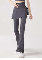 Pantalon de yoga deux pièces, culotte taille haute, effet froncé aux fesses, coupe évasée, anti-transparence, pour Pilates, sport et fitness