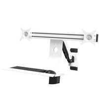 Support double écran Meisonic FE199KBL-HSP1-450 avec support pour clavier et souris, inclinaison à 90 degrés, construction en alliage d'aluminium