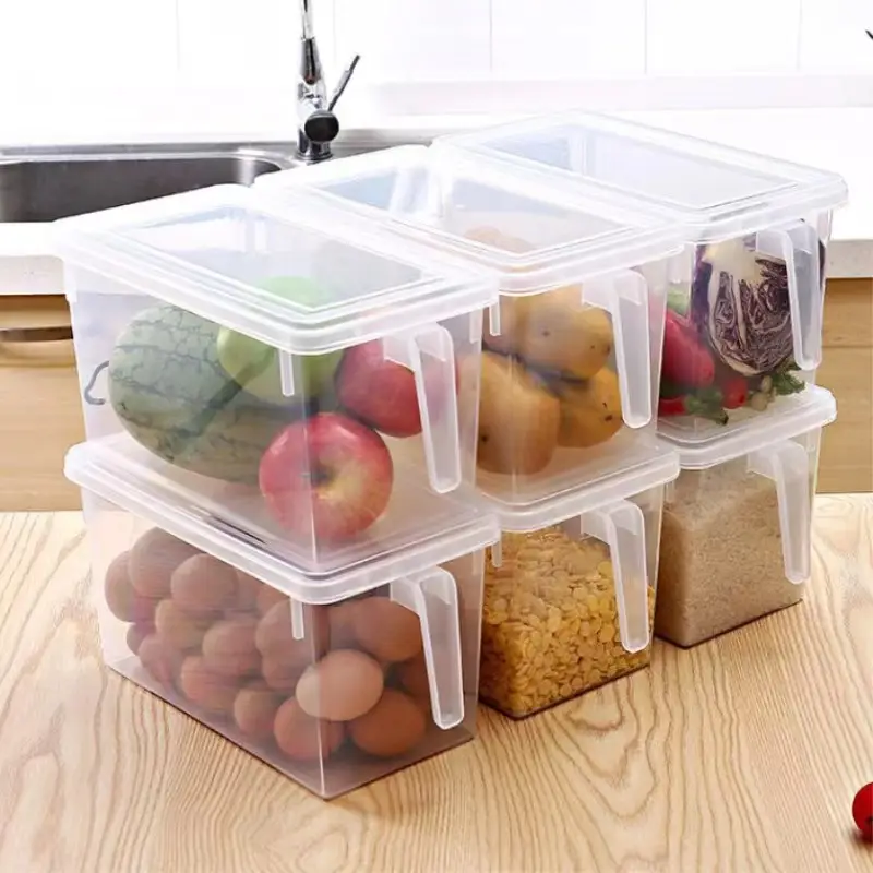 2024 New 4colors Kitchen Storage Box Refrigerator Organizer Plastic Transparent Case Hermetic Containers for Food Freezing Home