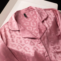 Ensemble de pyjamas personnalisés HUOYOUNG, 2 pièces, pyjamas en plumes pour femmes, pyjamas en satin de soie jacquard à imprimé léopard, ensemble de pyjamas pour femmes