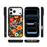 Coque de téléphone AG Feeling Black Edge avec motif floral coloré doré pour iPhone 17, 17 Pro Max, 16 Pro, 15 – Coque magnétique