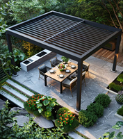 Auvent extérieur en aluminium à montage mural, persienne étanche avec ouverture sur le toit, pergola motorisée, gazebo