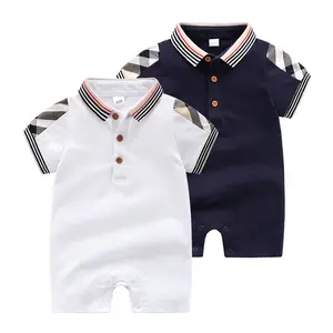 Hot sale baby clothes 100% cotton baby's polo romper infant short sleeve bodysuit 0-24M