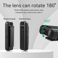 Kamera olahraga Mini 1080P, klip penglihatan malam Dvr badan lensa 180 derajat rotasi mendukung kartu memori hingga 256GB