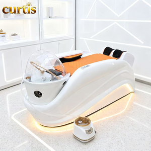 Fourniture d'usine Tête de lit de spa Salon de coiffure Chaise de lavage Lumière LED Chaise de shampooing de massage électrique avec thérapie de la tête Lavage des cheveux - Product Image 4