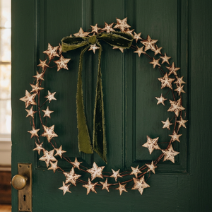 Rustic Metal Star Wreath With <b>Green</b> <b>Velvet</b> Bow Handmade Christmas Decorative Wreath Unlit Single Piece - Product Image 5
