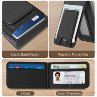 Nouveau Portefeuille en Cuir PU RFID Mince avec Support Téléphone, Porte-Cartes MagSafe, Pince à Billets Magnétique et Traceur de Puce - Vente Flash