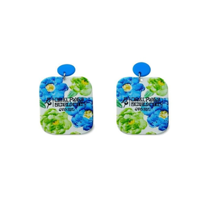 Boucles d'oreilles carrées à imprimé floral, fleurs bleues et vertes, résine acrylique, bijoux de mode pour femmes, ensemble de 12 pièces - Product Image 2
