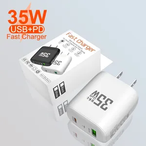 सीई एफसीसी आरओएचएस प्रमाणित मल्टी यूएसबी डुअल पोर्ट QC3.0 35W टाइप सी गण पीडी 35W ए+सी सुपर फास्ट चार्जिंग यूएसबी-सी पीडी गण क्विक वॉल चार्जर