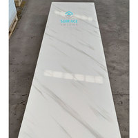 Planche de surface solide en acrylique imitation marbre blanc Calacatta 2440*760*12mm pour plan de travail de cuisine moderne, production usine