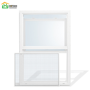 Fenêtre à guillotine simple en PVC/UPVC blanc, économique, avec verre Low-e à l'argon, certifiée NFRC, avec grille décorative - Product Image 4