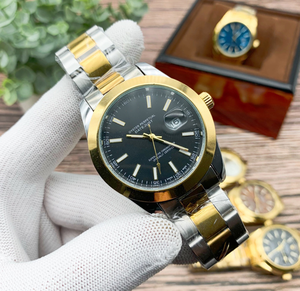 Reloj de Cuarzo de Lujo de Acero Inoxidable Dorado de Marca Original DFS06, Reloj de Hombre Personalizado con Doble Calendario, Resistente al Agua - Product Image 1