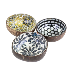 Nouveau design et joli bol de noix de coco en nacre avec motif de fleurs fabriqué au Vietnam le moins cher - Product Image 3